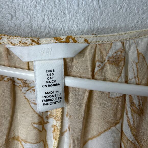 H&M Dress A-Line Balloon Sleeve V-Neck Cream Yellow Women Small - Picture 6 of 9